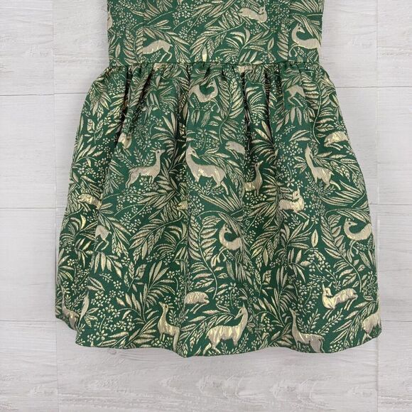 J.Crew Crewcuts Girls Dress Size 6 Green Reindeer Print Sleeveless Jacquard NEW - Picture 3 of 14